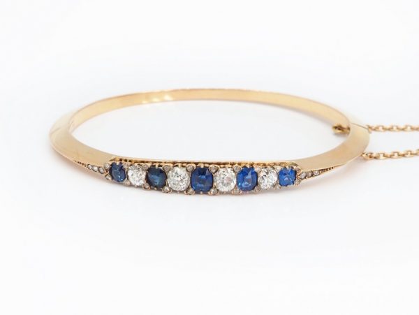 Antique Sapphire and Diamond Yellow Gold Bracelet