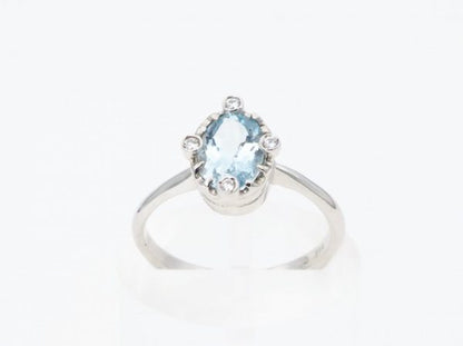Aquamarine and Brilliant Cut Diamond White Gold Ring