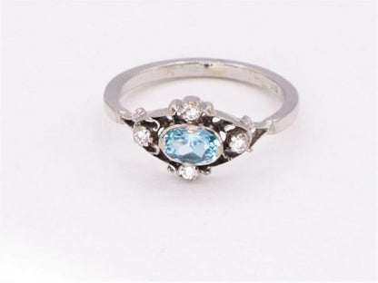 Georgian Style Aquamarine and Diamond Ring