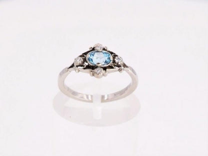 Georgian Style Aquamarine and Diamond Ring