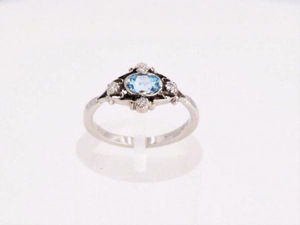 Georgian Style Aquamarine and Diamond Ring