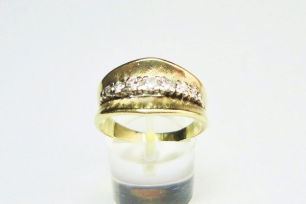 Matte Gold Brilliant Cut Diamond Set Ring