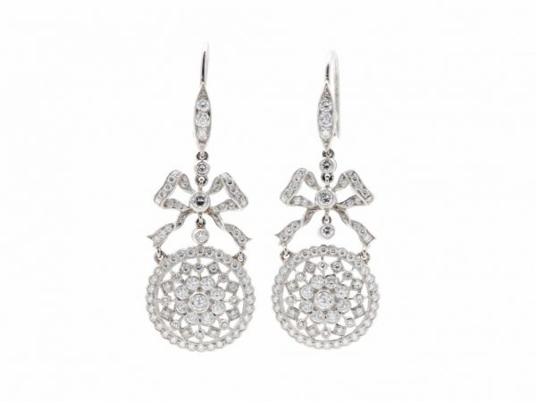 Diamond Bow Drop Earrings