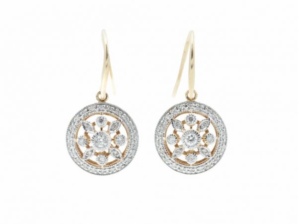 Art Deco Style Brilliant Cut Diamond Earrings