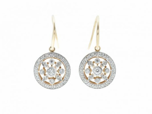 Art Deco Style Brilliant Cut Diamond Earrings