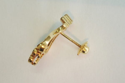 Art Nouveau Style Ruby, Sapphire, Emerald and Diamond Yellow Gold Earrings