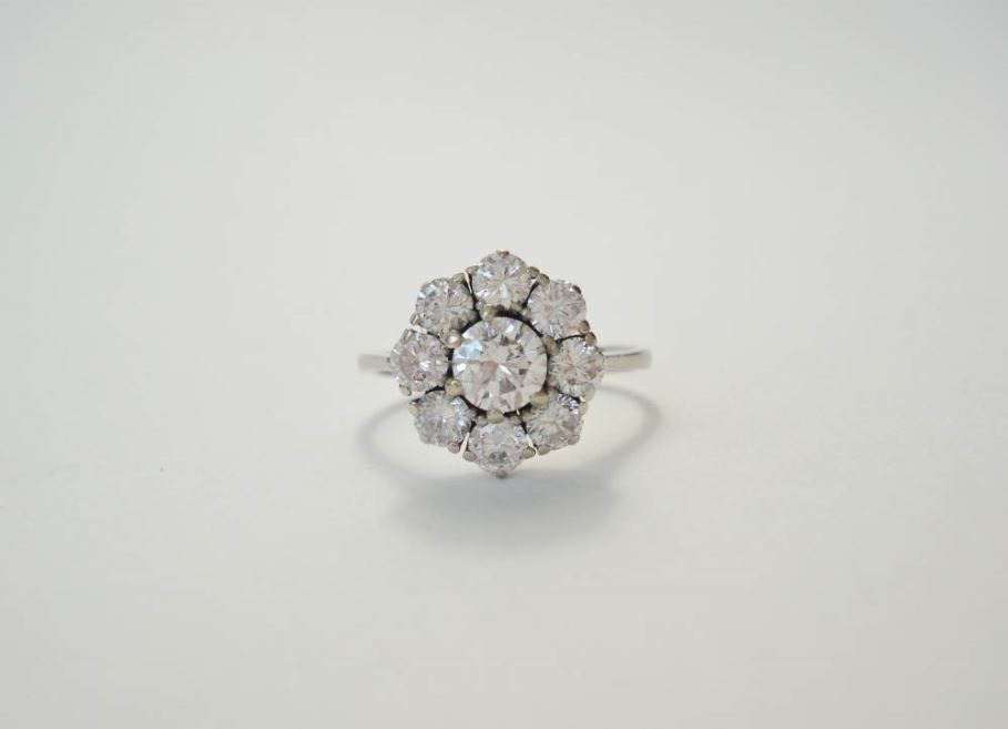 Diamond Cluster Ring in White Gold