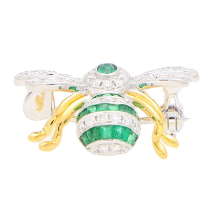 Contemporary Emerald and Diamond Bee Brooch