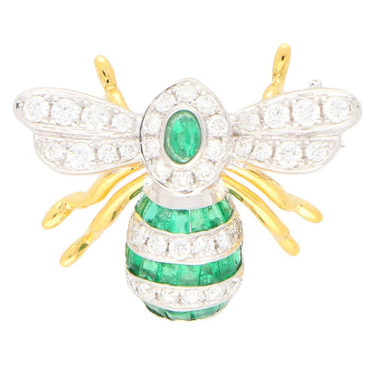 Contemporary Emerald and Diamond Bee Brooch