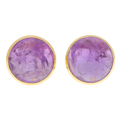 Large Cabochon Amethyst Dome Stud Earrings