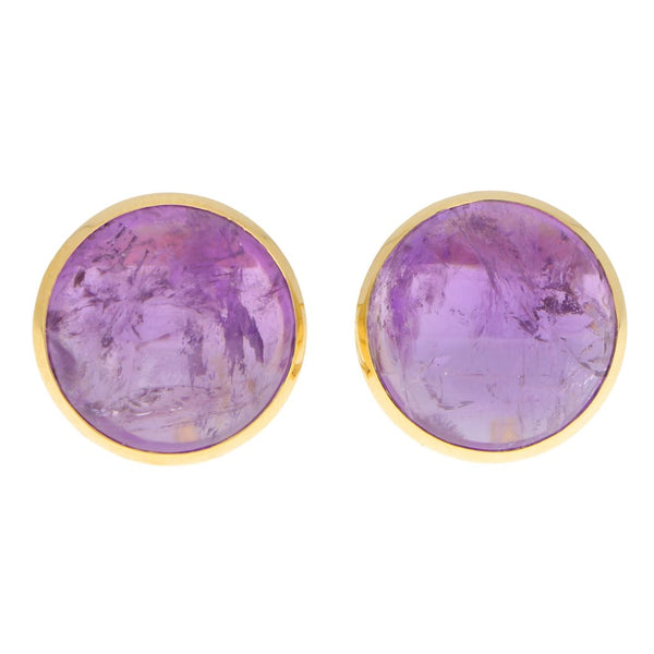 Large Cabochon Amethyst Dome Stud Earrings
