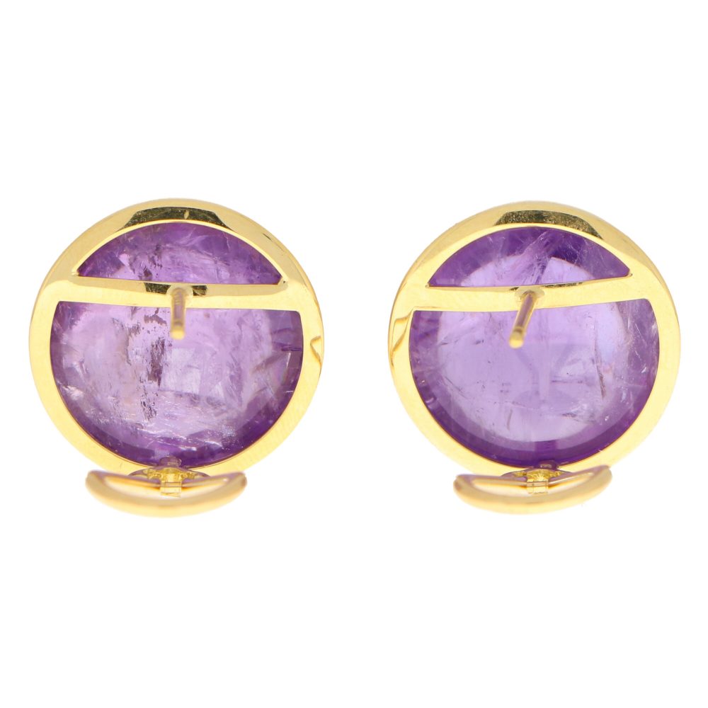 Large Cabochon Amethyst Dome Stud Earrings