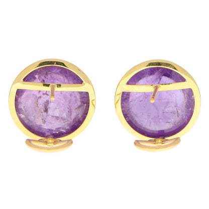 Large Cabochon Amethyst Dome Stud Earrings