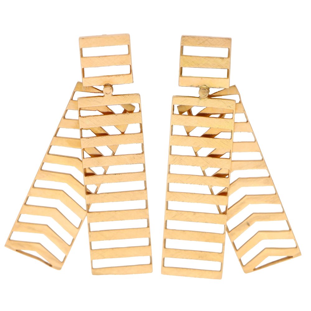 Vintage French Fan Earrings in 18ct Rose Gold