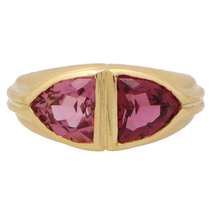 Vintage Bulgari two tone tourmaline ring set in gold.