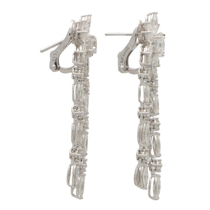 Marquise and Asscher Cut Floral Diamond Diamond Drop Earrings