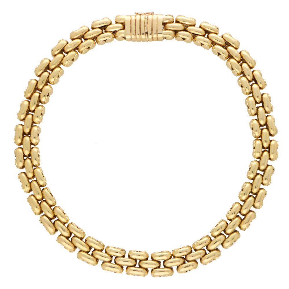 Vintage Italian 18ct Yellow Gold Chunky Brick Link Articulated Necklace