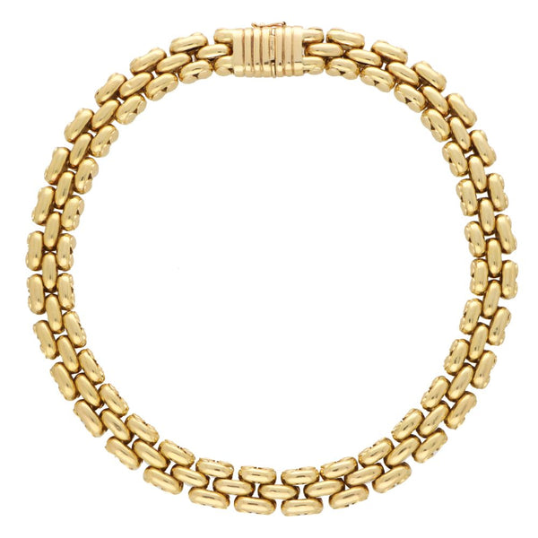 Vintage Italian 18ct Yellow Gold Chunky Brick Link Articulated Necklace