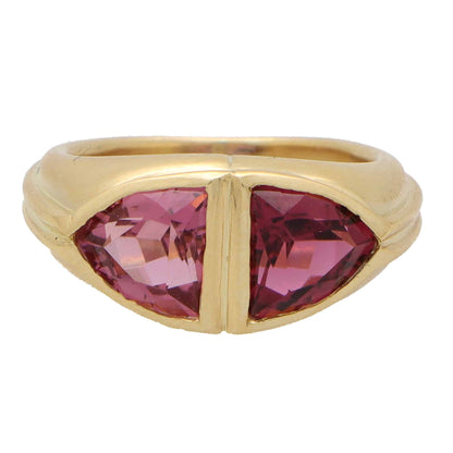 Vintage Bulgari two tone tourmaline ring set in gold.