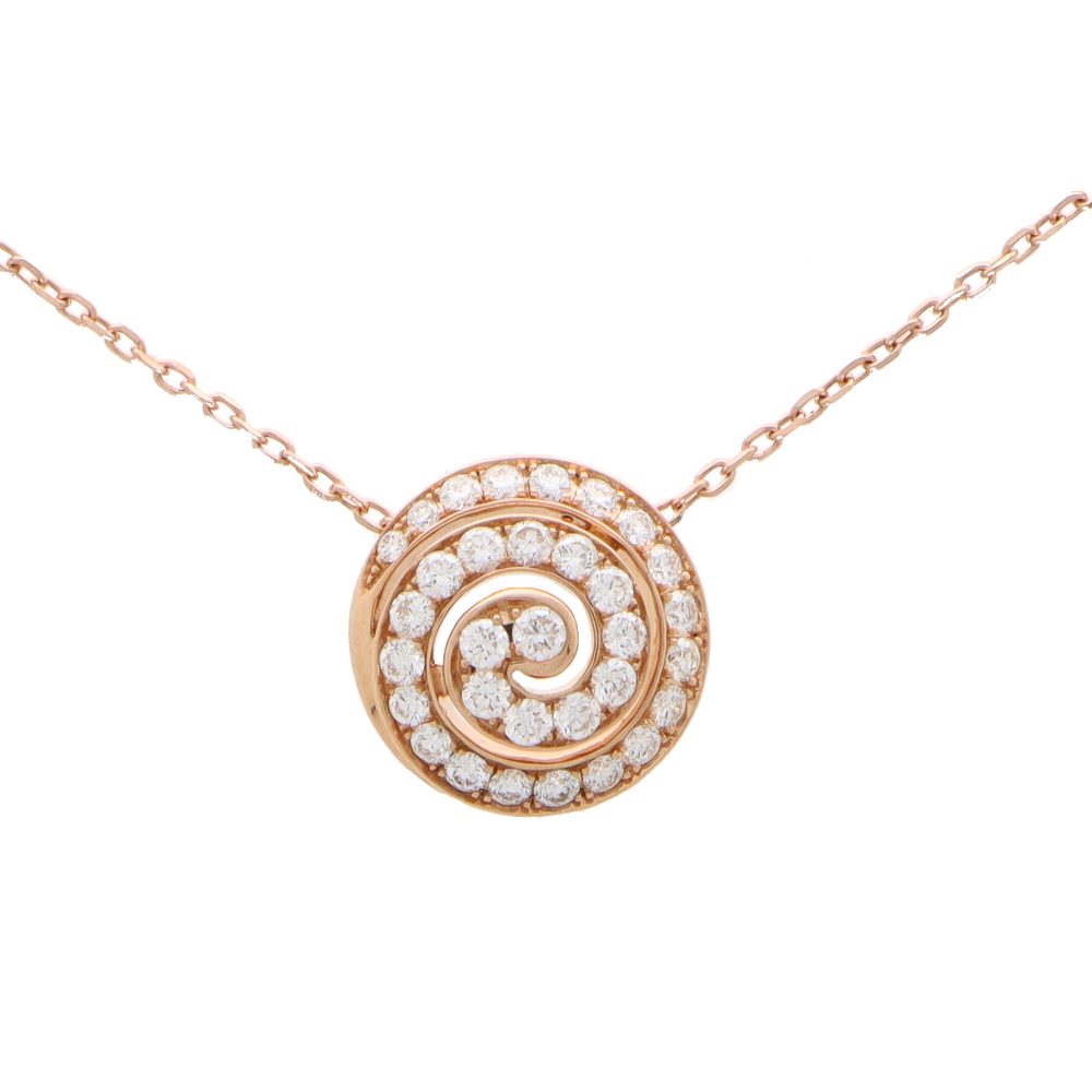 Diamond Swirl Pendant Necklace in 18ct Rose Gold