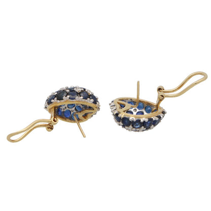 Vintage Heart Shaped Sapphire and Diamond Earrings