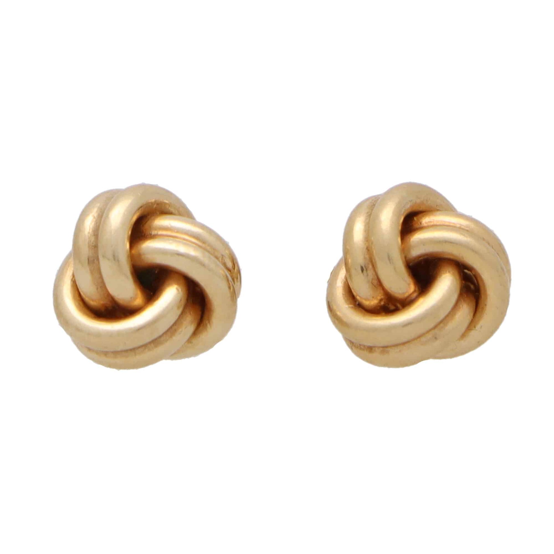 Vintage Yellow Gold Woven Knot Stud Earrings