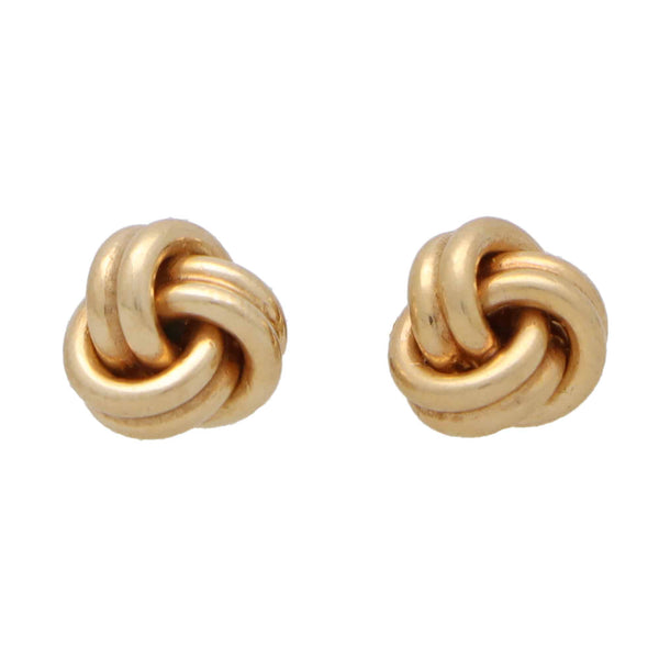 Vintage Yellow Gold Woven Knot Stud Earrings