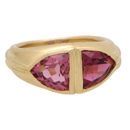 Vintage Bulgari two tone tourmaline ring set in gold.