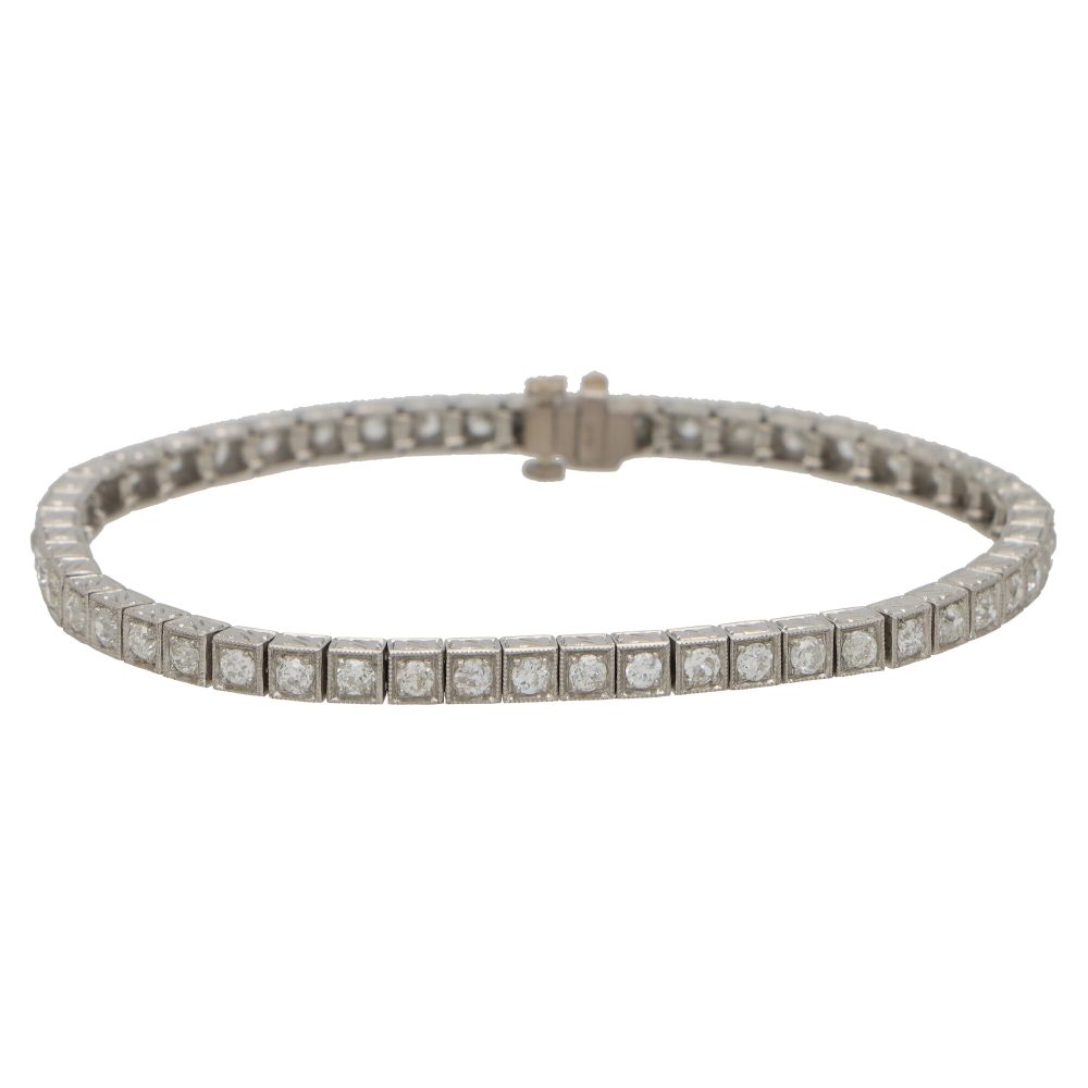 3.04ct Old Cut Diamond Line Tennis Bracelet in Platinum
