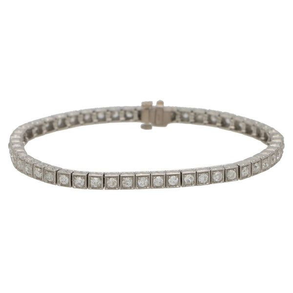 3.04ct Old Cut Diamond Line Tennis Bracelet in Platinum