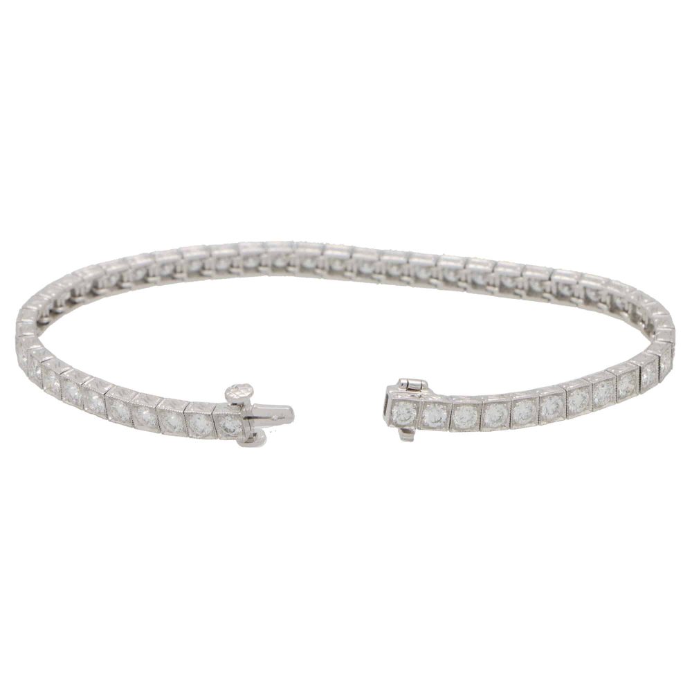 5.04 Carat Diamond and Platinum Line Tennis Bracelet