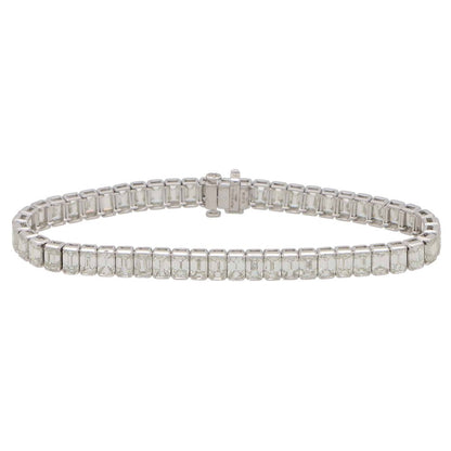 Emerald Cut Diamond Platinum Line Tennis Bracelet