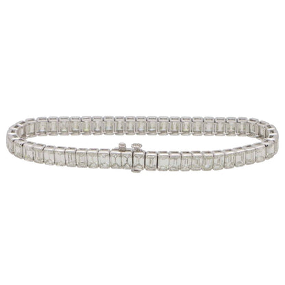 13.60 Carat Emerald Cut Diamond Platinum Line Tennis Bracelet