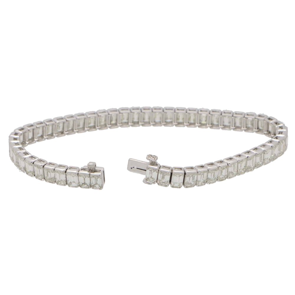 13.60 Carat Emerald Cut Diamond Platinum Line Tennis Bracelet