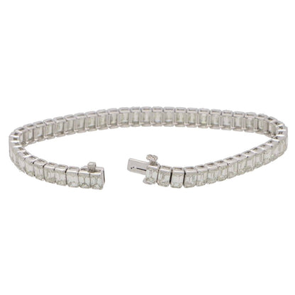 13.60 Carat Emerald Cut Diamond Platinum Line Tennis Bracelet