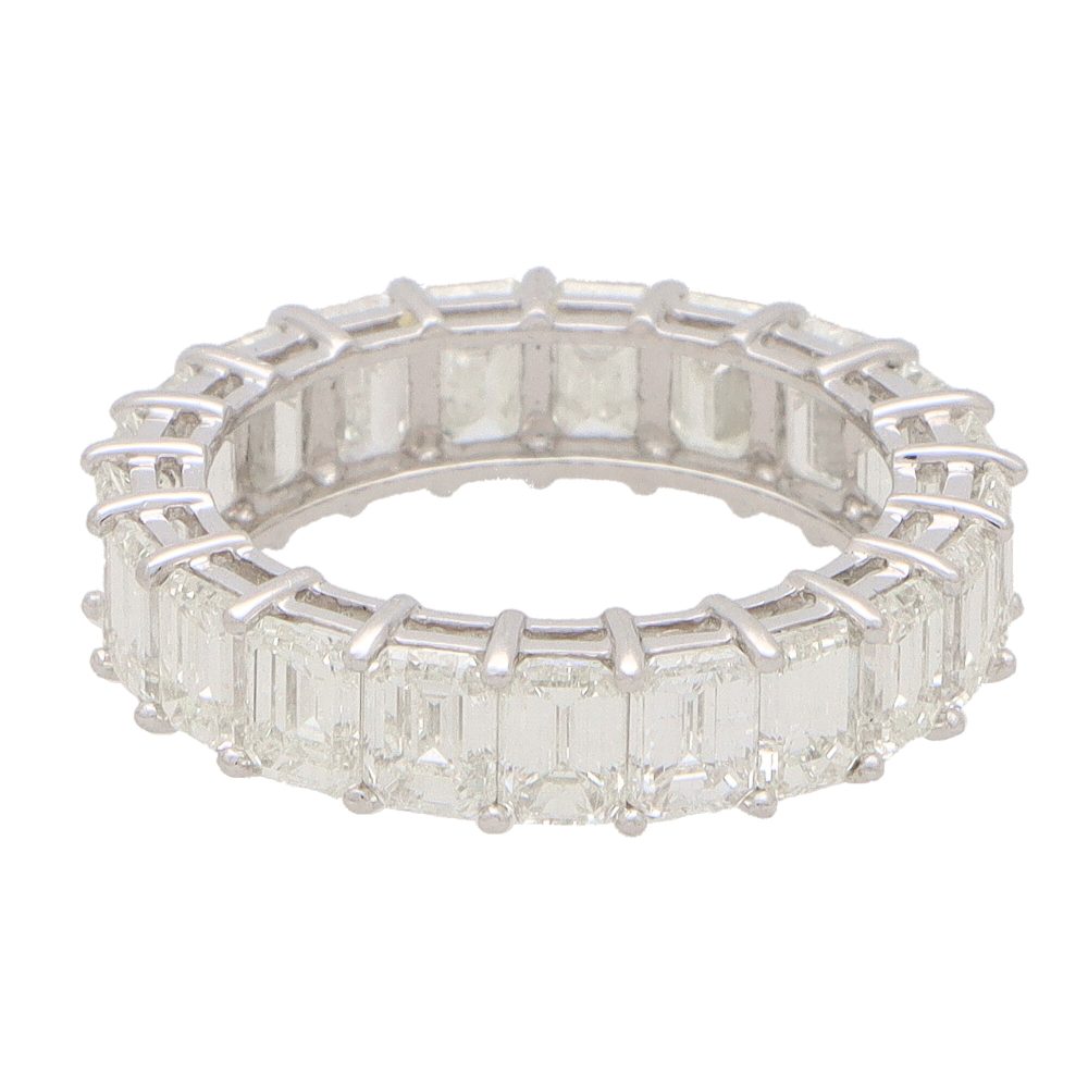 Emerald Cut Diamond Full Eternity Band Ring, 6.65 carat total