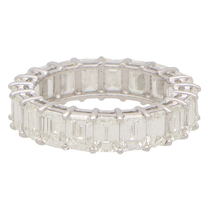Emerald Cut Diamond Full Eternity Band Ring in Platinum, 6.65 carats