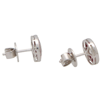 1.02ct Diamond and Calibre Ruby Target Stud Earrings