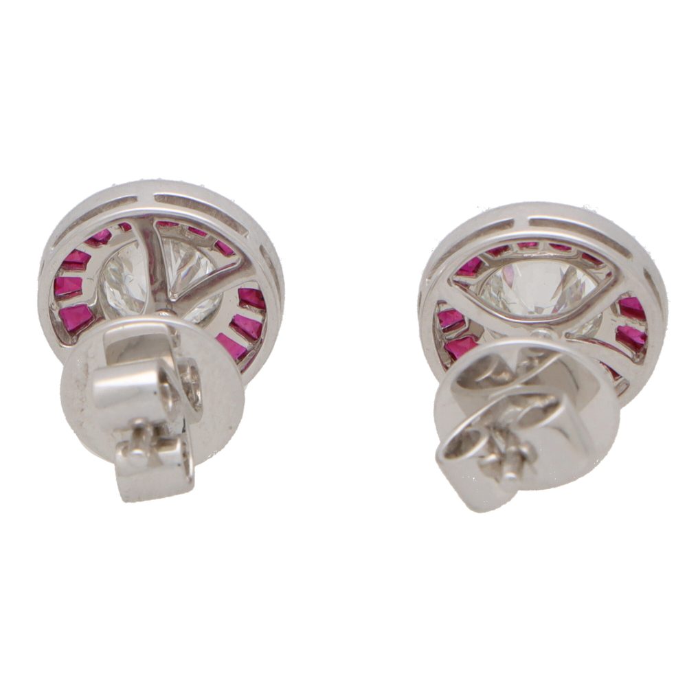 1.02ct Diamond and Calibre Ruby Target Stud Earrings