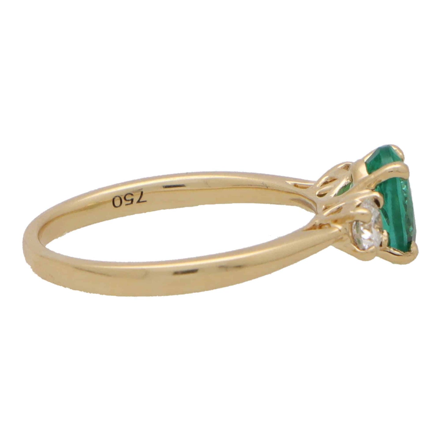 Oval Emerald and Diamond Three Stone Engagement Ring