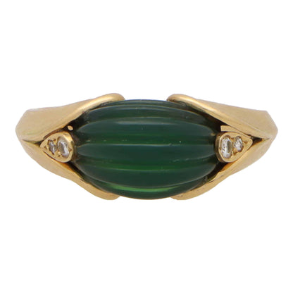 Van Cleef and Arpels diamond and chrysoprase dress ring in yellow gold.
