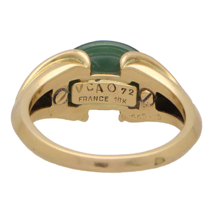 Van Cleef and Arpels diamond and chrysoprase dress ring in yellow gold.