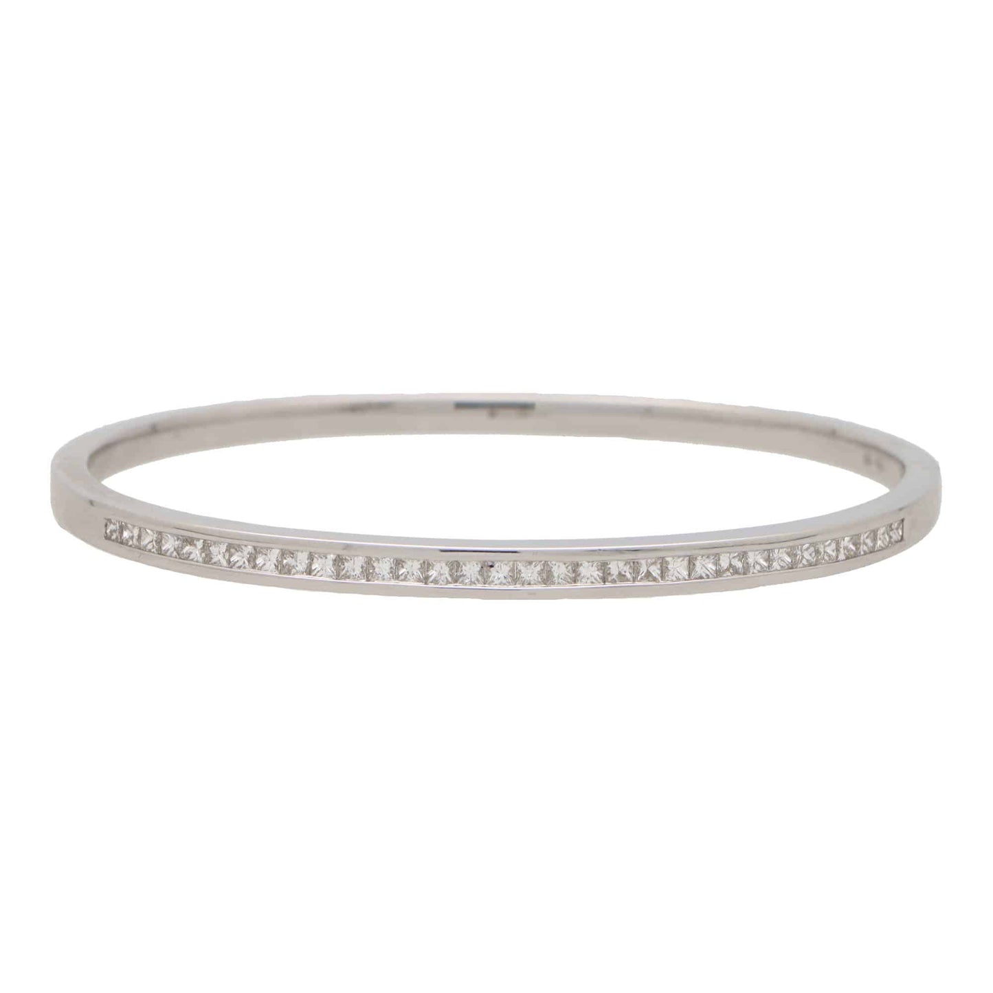 Vintage Princess Cut Diamond Bangle in 18K White Gold