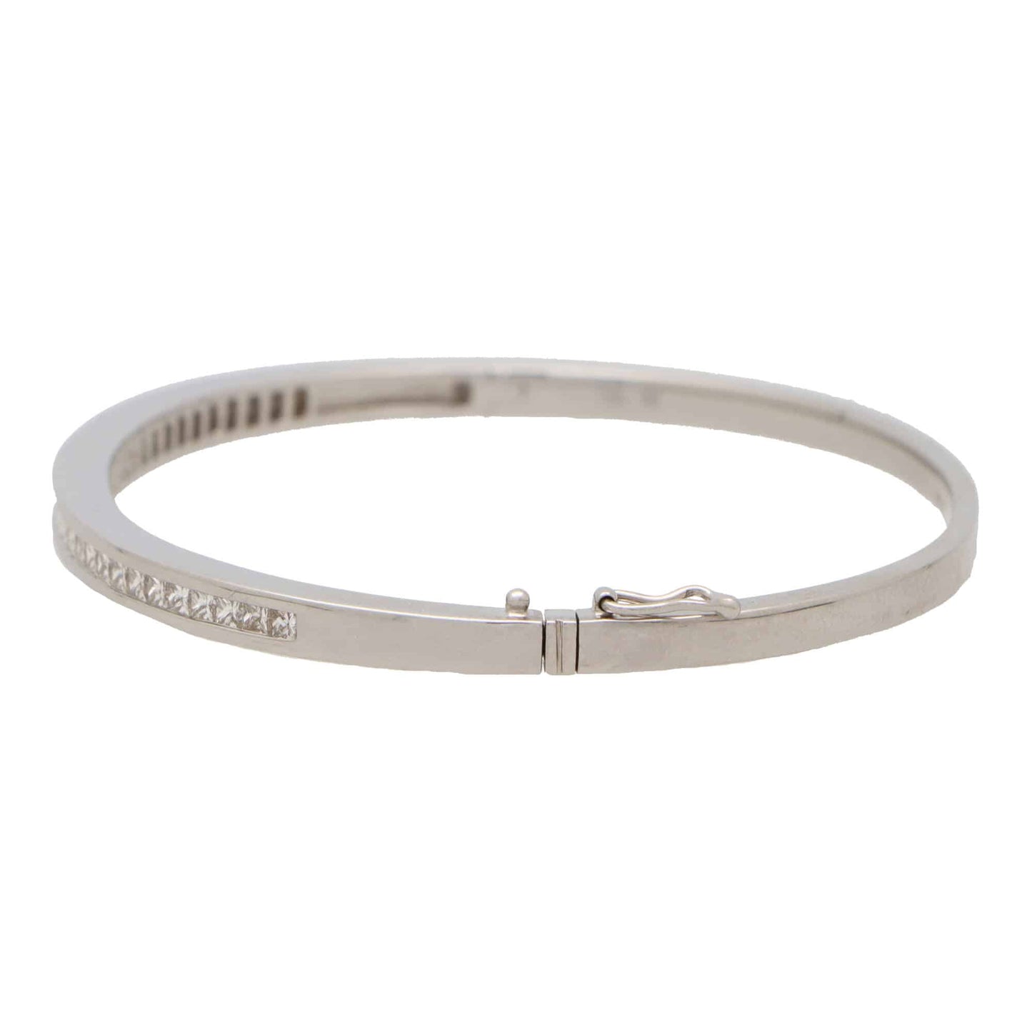 Vintage Princess Cut Diamond Bangle in 18K White Gold