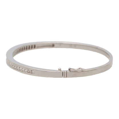 Vintage Princess Cut Diamond Bangle in 18K White Gold