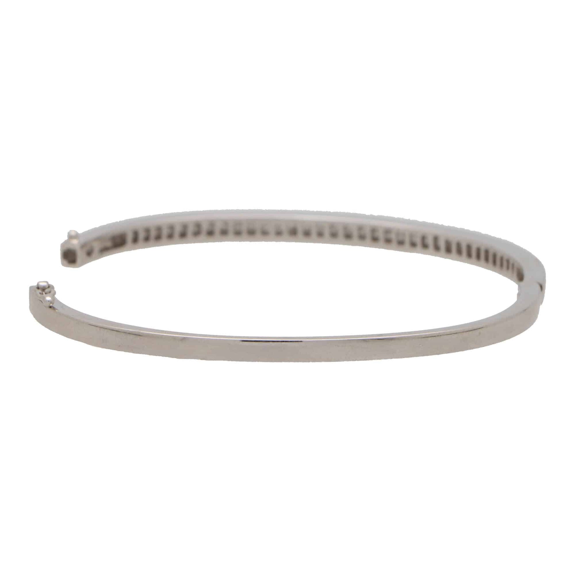 Vintage Princess Cut Diamond Bangle in 18K White Gold