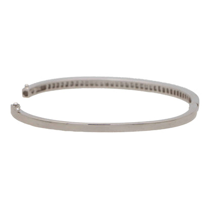 Vintage Princess Cut Diamond Bangle in 18K White Gold