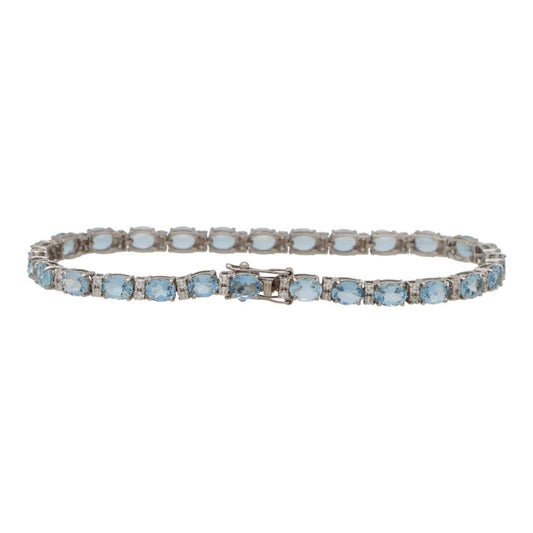 Aquamarine and Diamond Line Tennis Bracelet, 8.95 carats