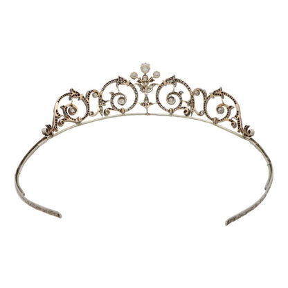 Edwardian Old Cut Diamond Foliate Scroll Tiara