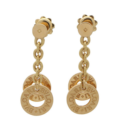 Bvlgari drop logo earrings in yellow gold.